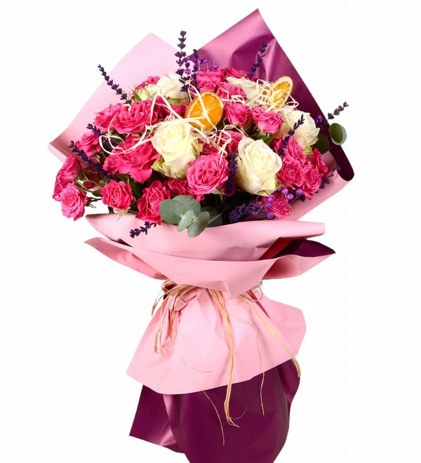 Pembe ve Beyaz Gül Buketi